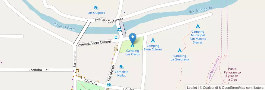 Mapa de ubicacion de Camping Los Olivos en Argentina, Córdoba, Departamento Cruz Del Eje, Pedanía San Marcos, San Marcos Sierras, San Marcos Sierra.