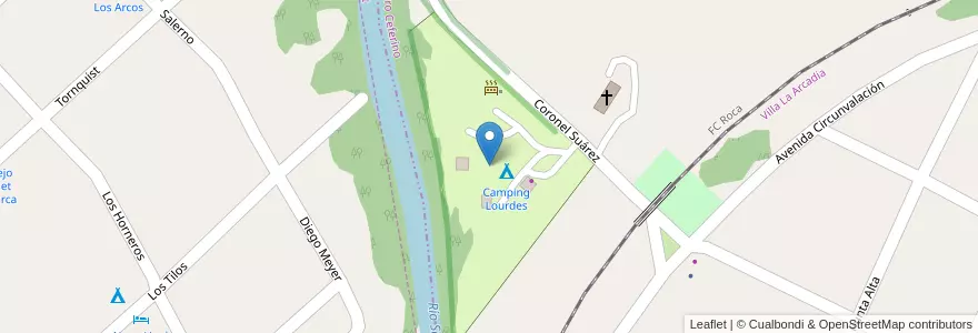 Mapa de ubicacion de Camping Lourdes en الأرجنتين, بوينس آيرس, Partido De Tornquist.