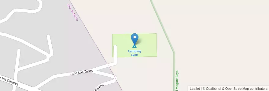 Mapa de ubicacion de Camping Lyon en アルゼンチン, サンルイス州, Junín, Municipio De Merlo.