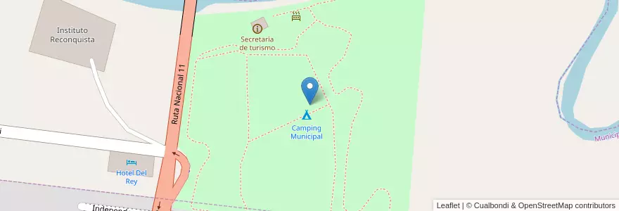 Mapa de ubicacion de Camping Municipal en 阿根廷, Santa Fe, Departamento General Obligado, Municipio De Reconquista.
