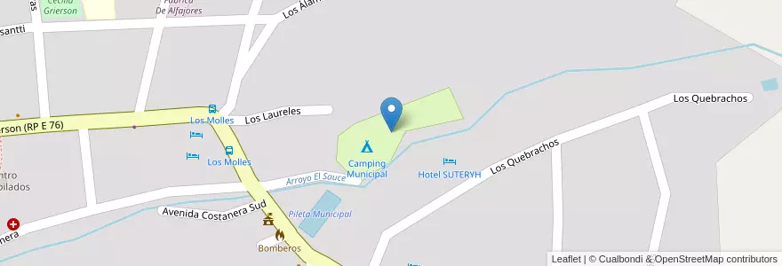 Mapa de ubicacion de Camping Municipal en Argentina, Córdoba, Departamento Punilla, Pedanía Dolores, Municipio De Los Cocos.