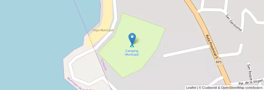 Mapa de ubicacion de Camping Municipal en Arjantin, Córdoba, Departamento Calamuchita, Pedanía Cóndores, Municipio De Embalse.