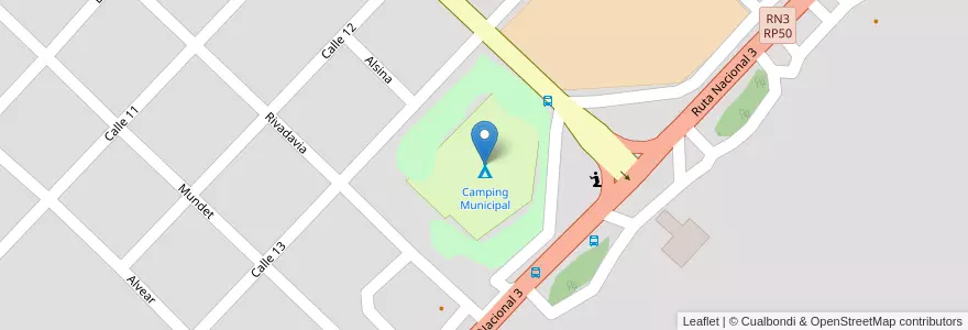 Mapa de ubicacion de Camping Municipal en Argentina, Buenos Aires, Partido De Azul.