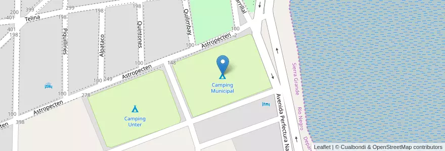Mapa de ubicacion de Camping Municipal en 아르헨티나, 리오네그로주, Departamento San Antonio, Sierra Grande.