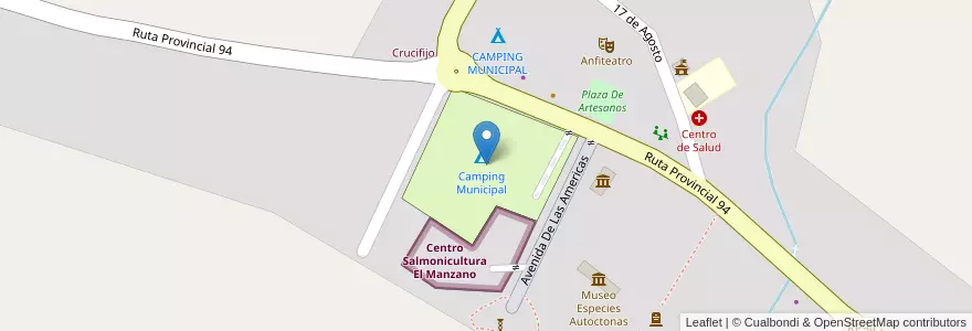 Mapa de ubicacion de Camping Municipal en Argentinië, Chili, Mendoza, Departamento Tunuyán, Distrito Los Chacales.