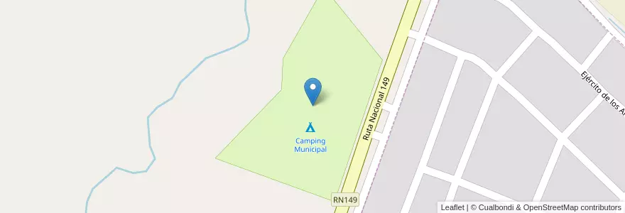 Mapa de ubicacion de Camping Municipal en Arjantin, Şili, Mendoza, Departamento Las Heras, Distrito Uspallata.