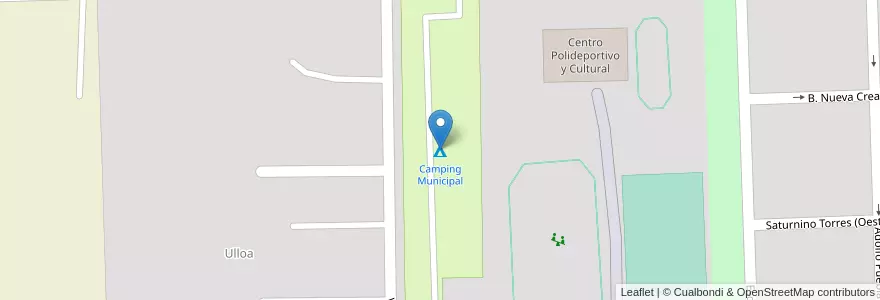 Mapa de ubicacion de Camping Municipal en الأرجنتين, تشيلي, Mendoza, Departamento Malargüe, Distrito Ciudad De Malargüe.