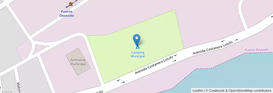 Mapa de ubicacion de Camping Municipal en 阿根廷, 圣克鲁斯省, Deseado, Puerto Deseado.