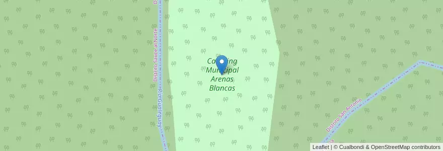 Mapa de ubicacion de Camping Municipal Arenas Blancas en Argentina, Wilayah Entre Ríos, Departamento Gualeguaychú, Distrito Sauce Al Norte, Distrito San Antonio.