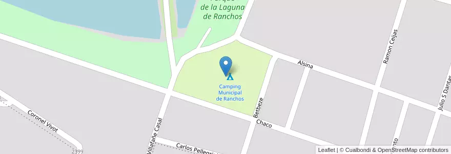 Mapa de ubicacion de Camping Municipal de Ranchos en Argentinien, Provinz Buenos Aires, Partido De General Paz, Ranchos.