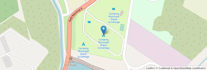 Mapa de ubicacion de Camping Municipal Dique la Ciénaga en Аргентина, Жужуй, Departamento El Carmen, Municipio De El Carmen.
