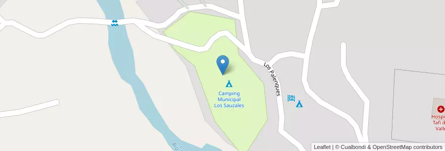 Mapa de ubicacion de Camping Municipal Los Sauzales en アルゼンチン, トゥクマン州, Departamento Tafí Del Valle, Municipio De Tafí Del Valle, Tafí Del Valle.