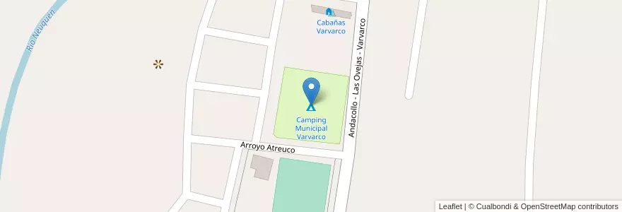 Mapa de ubicacion de Camping Municipal Varvarco en الأرجنتين, تشيلي, نيوكوين, Departamento Minas, Comisión De Fomento De Varvarco.