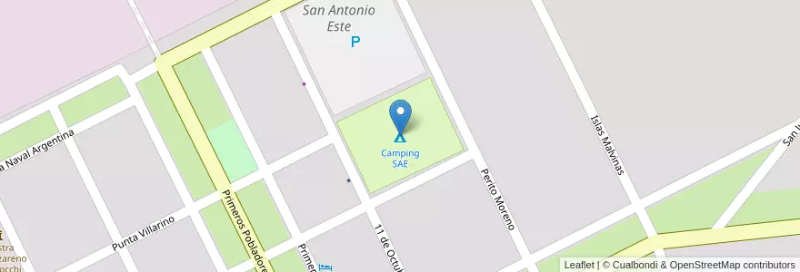 Mapa de ubicacion de Camping SAE en Arjantin, Río Negro, Departamento San Antonio, San Antonio Oeste, San Antonio Este.