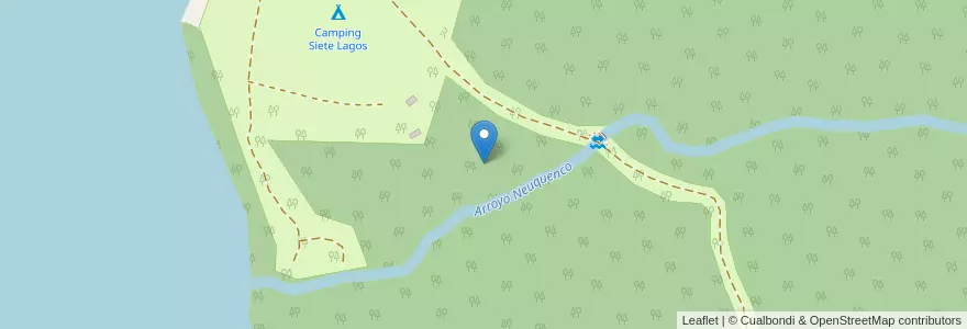 Mapa de ubicacion de Camping Siete Lagos en 아르헨티나, 칠레, 네우켄주, Departamento Los Lagos.