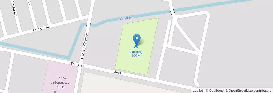 Mapa de ubicacion de Camping SOEM en الأرجنتين, سانتا في, Departamento Castellanos, Municipio De Sunchales.