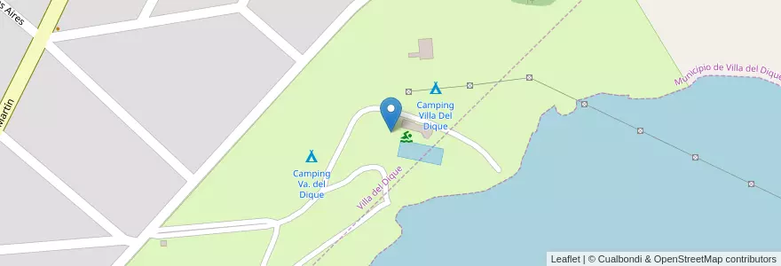 Mapa de ubicacion de Camping Villa Del Dique en アルゼンチン, コルドバ州, Departamento Calamuchita, Pedanía Monsalvo, Municipio De Villa Del Dique.