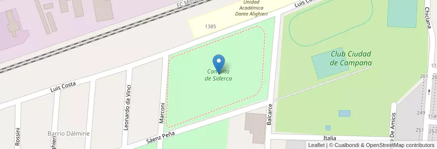 Mapa de ubicacion de Campito de Siderca en Arjantin, Buenos Aires, Partido De Campana.
