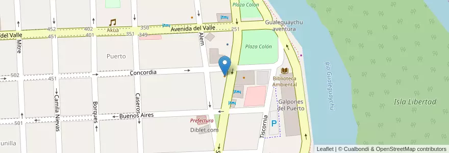Mapa de ubicacion de Campo Alto en アルゼンチン, エントレ・リオス州, Departamento Gualeguaychú, Gualeguaychú, Gualeguaychú, Distrito Costa Uruguay Sur.