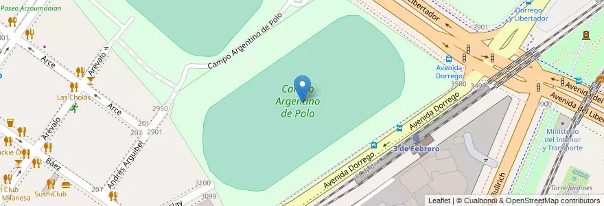 Mapa de ubicacion de Campo Argentino de Polo, Palermo en 아르헨티나, Ciudad Autónoma De Buenos Aires, 부에노스아이레스, Comuna 14.