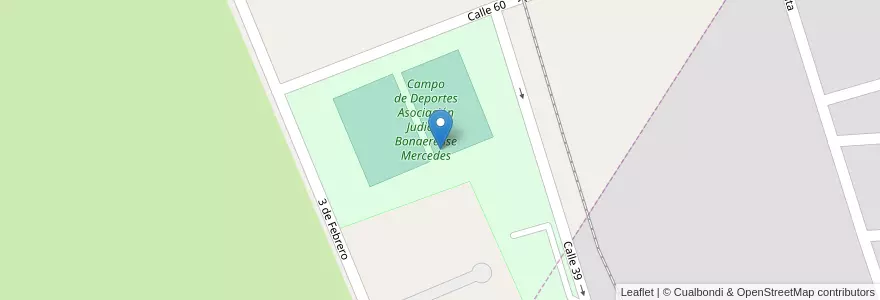 Mapa de ubicacion de Campo de Deportes Asociación Judicial Bonaerense Mercedes en Arjantin, Buenos Aires, Partido De Mercedes, Mercedes.
