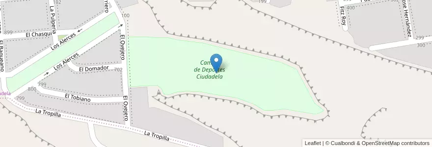 Mapa de ubicacion de Campo de Deportes Ciudadela en 阿根廷, Chubut, Departamento Escalante, Comodoro Rivadavia.