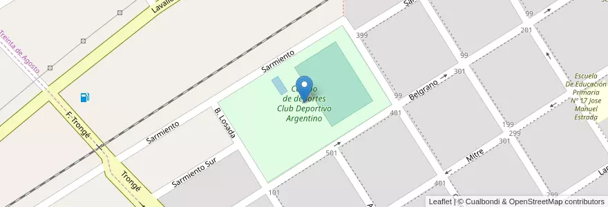 Mapa de ubicacion de Campo de deportes Club Deportivo Argentino en アルゼンチン, ブエノスアイレス州, Partido De Trenque Lauquen, Cuartel Treinta De Agosto, Treinta De Agosto.
