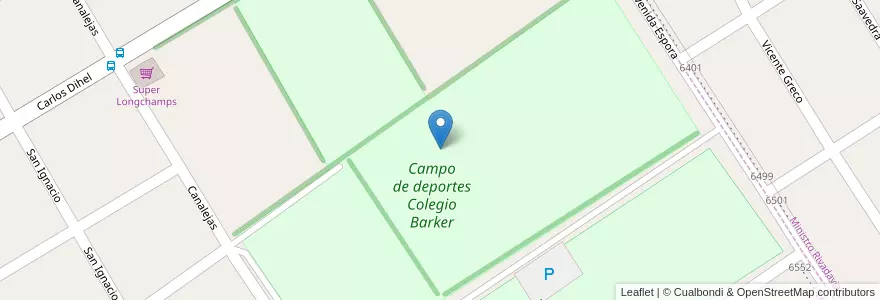 Mapa de ubicacion de Campo de deportes Colegio Barker en Argentina, Provincia Di Buenos Aires, Partido De Almirante Brown, Longchamps.