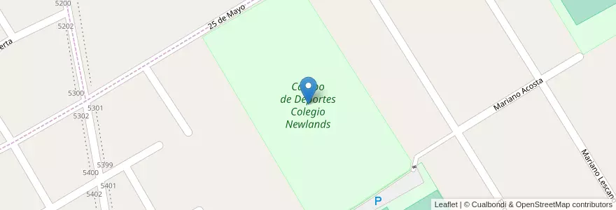 Mapa de ubicacion de Campo de Deportes Colegio Newlands en 阿根廷, 布宜诺斯艾利斯省, Partido De Almirante Brown, Ministro Rivadavia.