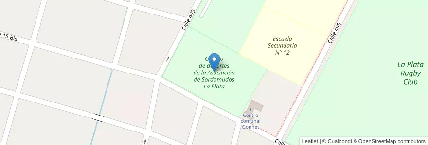 Mapa de ubicacion de Campo de deportes de la Asociación de Sordomudos La Plata, Gonnet en Argentina, Buenos Aires, Partido De La Plata, Manuel B. Gonnet.