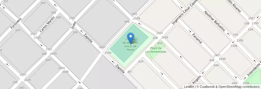 Mapa de ubicacion de Campo de deportes Eva D. de Peron en Argentinien, Provinz Buenos Aires, Partido De Bahía Blanca, Bahía Blanca.