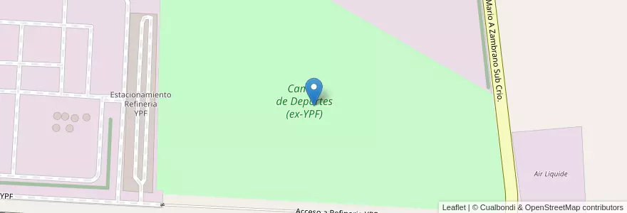 Mapa de ubicacion de Campo de Deportes (ex-YPF) en الأرجنتين, تشيلي, نيوكوين, Departamento Confluencia, Municipio De Plaza Huincul.