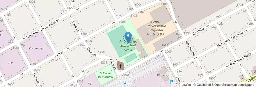 Mapa de ubicacion de Campo de Deportes Municipal Nro 4 en 아르헨티나, 부에노스아이레스주, Partido De San Isidro, Martínez.