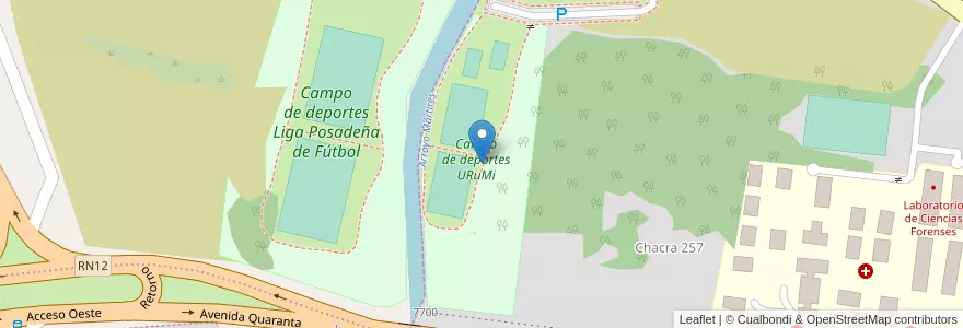 Mapa de ubicacion de Campo de deportes URuMi en Argentina, Misiones, Departamento Capital, Municipio De Posadas, Posadas.