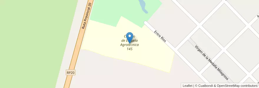 Mapa de ubicacion de Campo de Escuela Agrotecnica 145 en アルゼンチン, エントレ・リオス州, Departamento Uruguay, Basavilbaso, Distrito Moscas.