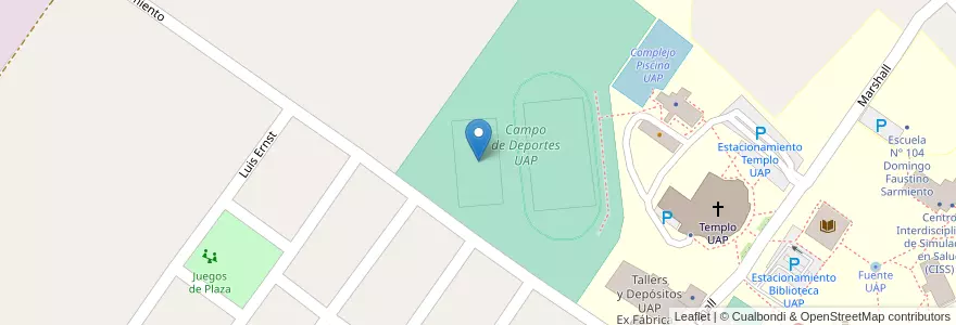 Mapa de ubicacion de Campo de Fútbol 7 en Аргентина, Междуречье, Departamento Diamante, Libertador San Martín, Distrito Palmar.