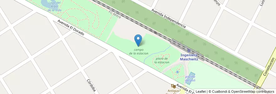Mapa de ubicacion de campo de la estacion en アルゼンチン, ブエノスアイレス州, Partido De Escobar, Ingeniero Maschwitz.