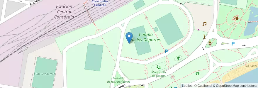 Mapa de ubicacion de Campo de los Deportes en Argentina, Wilayah Entre Ríos, Departamento Concordia, Distrito Suburbios, Concordia.