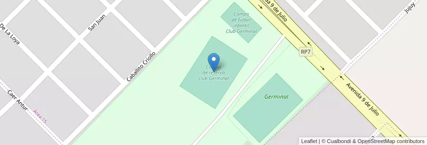 Mapa de ubicacion de Campo de reserva club Germinal en 阿根廷, Chubut, Departamento Rawson, Rawson.