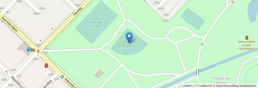 Mapa de ubicacion de Campo de Softbol en 아르헨티나, 부에노스아이레스주, Partido De Bahía Blanca, Bahía Blanca.