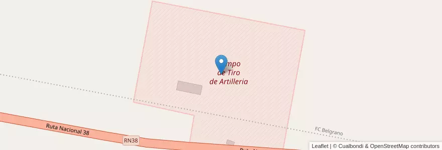Mapa de ubicacion de Campo de Tiro de Artilleria en 阿根廷, Córdoba, Departamento Cruz Del Eje, Pedanía Pichanas.