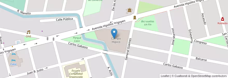 Mapa de ubicacion de Campo Hípico en الأرجنتين, سانتا في, Departamento Castellanos, Municipio De Sunchales.