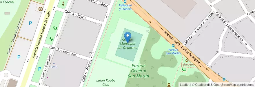 Mapa de ubicacion de Campo Municipal de Deportes en Argentina, Buenos Aires, Partido De Luján.