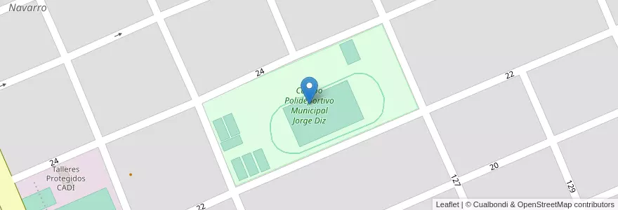 Mapa de ubicacion de Campo Polideportivo Municipal Jorge Diz en アルゼンチン, ブエノスアイレス州, Partido De Navarro, Navarro.
