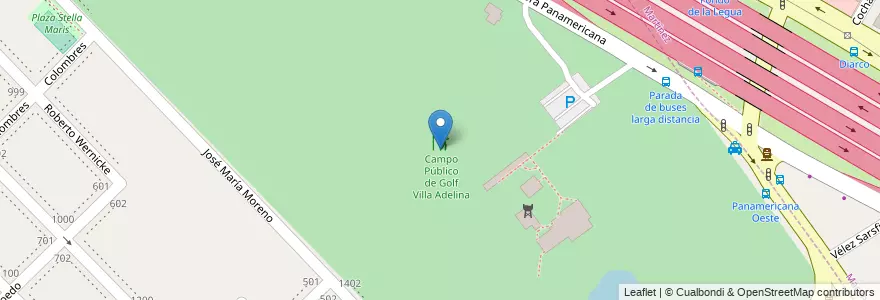 Mapa de ubicacion de Campo Público de Golf Villa Adelina en Arjantin, Buenos Aires, Partido De San Isidro, Villa Adelina.