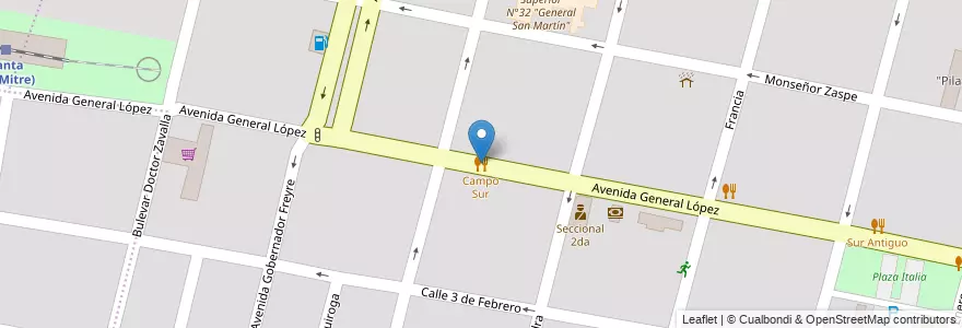Mapa de ubicacion de Campo Sur en Argentinië, Santa Fe, Departamento La Capital, Santa Fe Capital, Santa Fe.