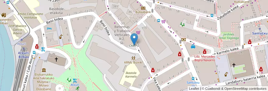 Mapa de ubicacion de CAMPO en Spagna, Euskadi, Bizkaia, Bilboaldea, Bilbao.