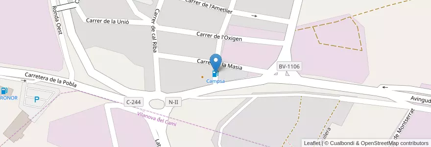 Mapa de ubicacion de Campsa en スペイン, カタルーニャ州, Barcelona, Anoia, Òdena.
