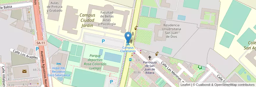 Mapa de ubicacion de Campus Claretianos en Spagna, Castilla Y León, Salamanca, Campo De Salamanca, Salamanca.
