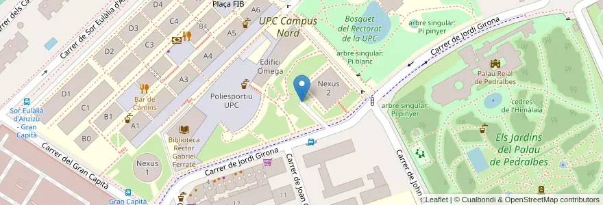 Mapa de ubicacion de Campus Nord UPC en إسبانيا, كتالونيا, برشلونة, بارسلونس, Barcelona.